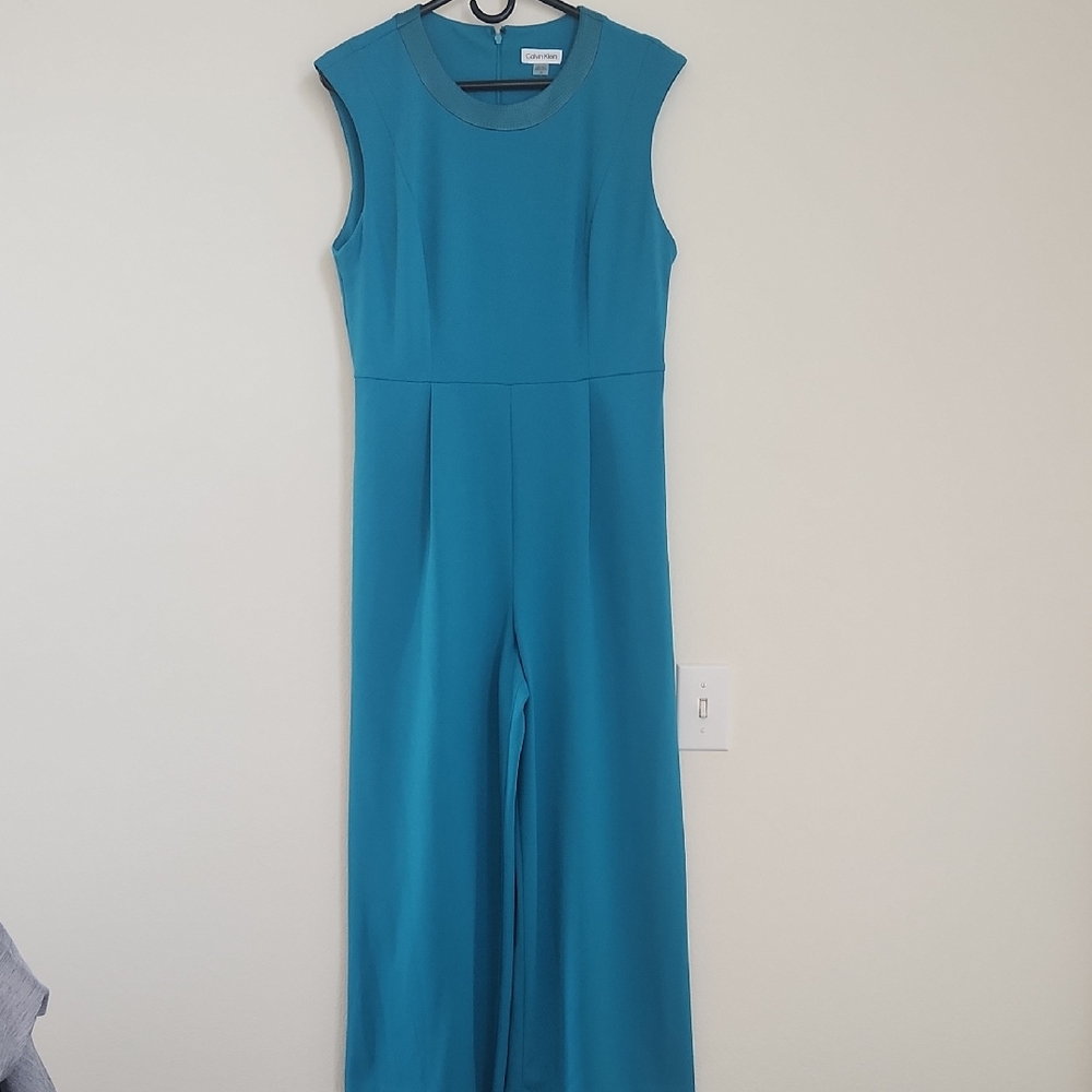 Calvin Klein Sleeveless Teal Jumpsuit